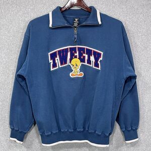Vintage Tweety Sweatshirt Women Medium Warner Bro Studio Store Quarter Zip‎ READ